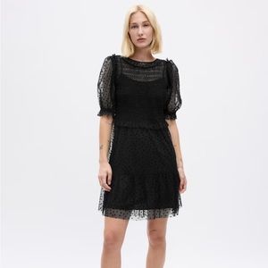 Gap Puff Sleeve Mesh Mini Dress Size XXS